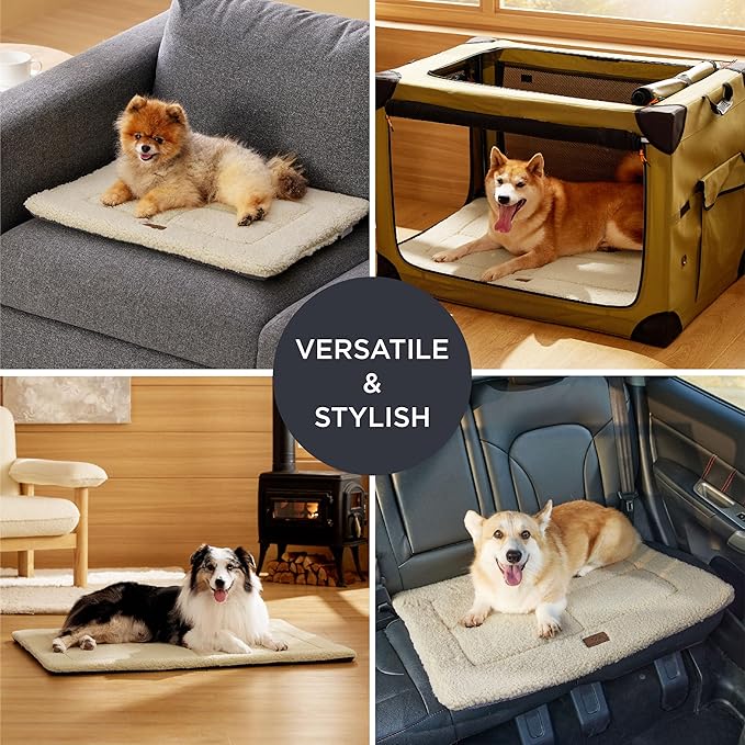Bedsure Washable Dog Crate Bed for Large Dogs, Reversible Foam Floor Pet Mat, Versatile Lightweight Pet Crate Pad for Cages