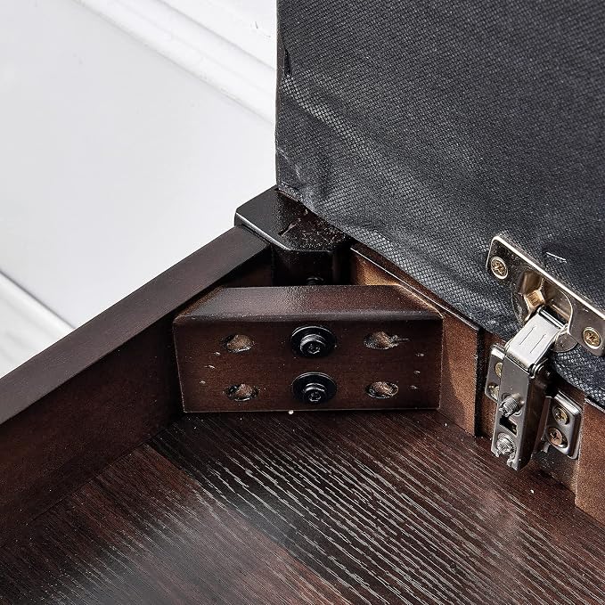 Shoe Storage Bench with Cushion, Entry Bench with Storage Solid Wood Shoe Bench