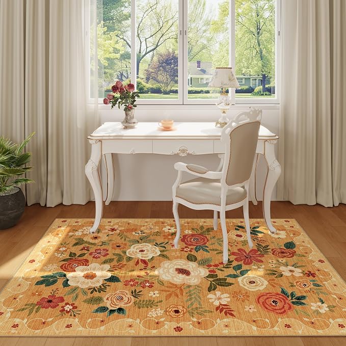 DUKINO 3x5 Area Rug, Floral Rugs