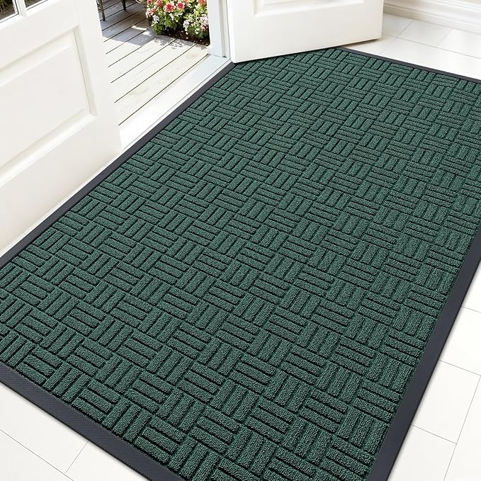 OLANLY Front Door Mat Outside Entrance 59x34, Heavy Duty Sturdy Natural Rubber