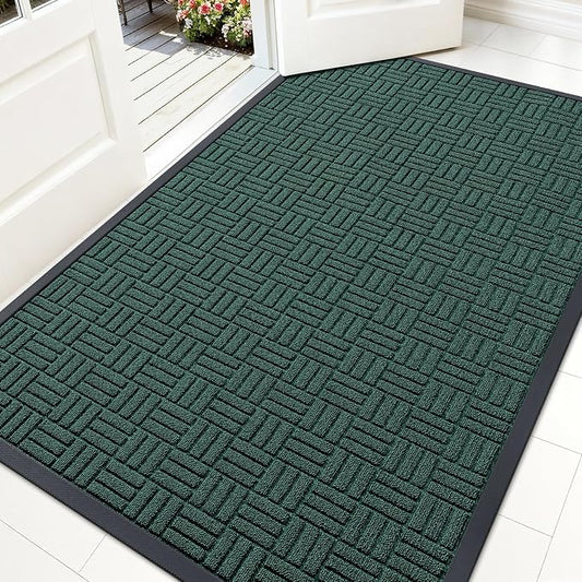OLANLY Front Door Mat Outside Entrance 59x34, Heavy Duty Sturdy Natural Rubber