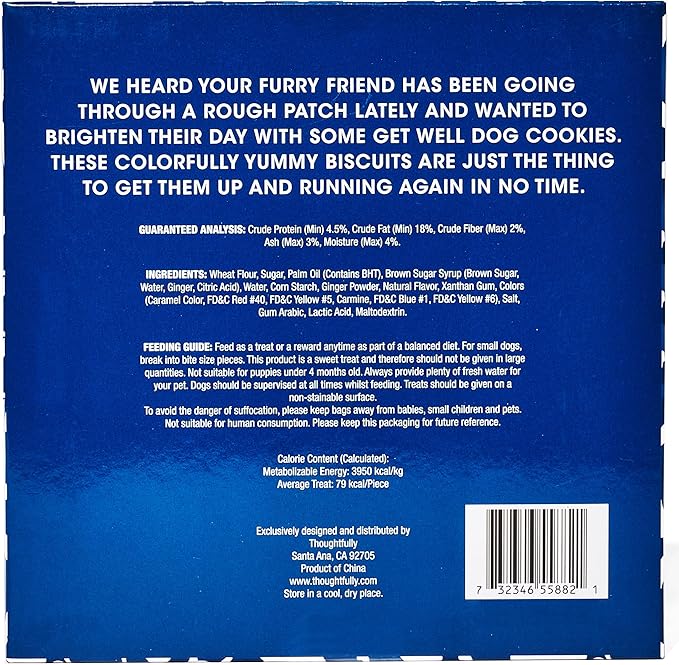 Thoughtfully Pets, Get Well Dog Cookies Gift Set, Crunchy Dog Treats Includes Colorfully Hand Decorated Get Well Themed Biscuits to Brighten Their Day, Set of 8