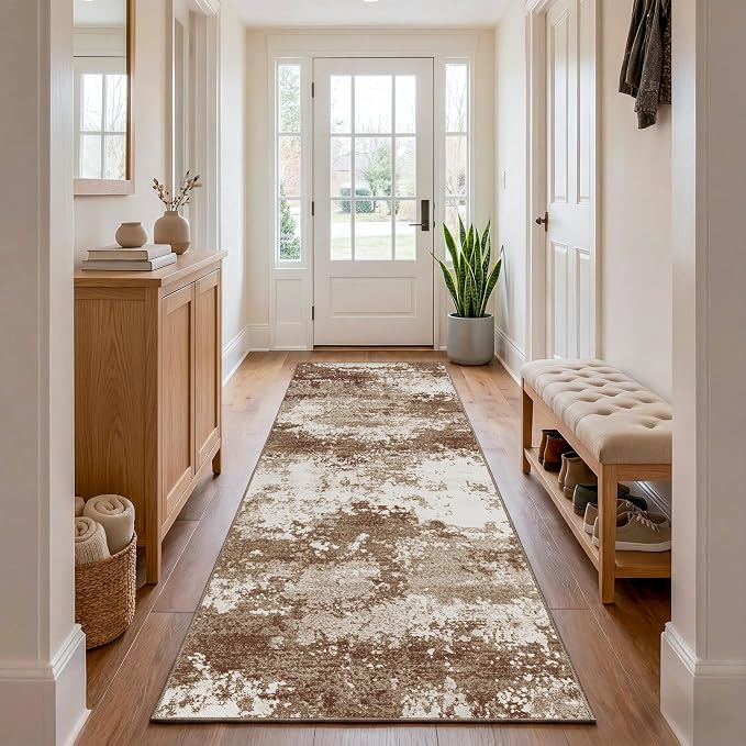 Brown Rug Runners for Hallways Kitchen 2.6x8 Non Slip Washable Entryway Runner