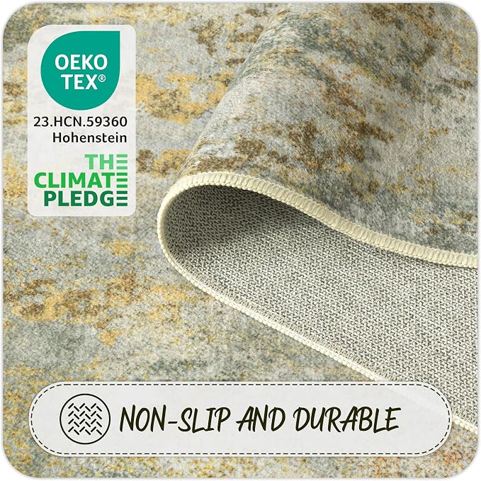 Green Washable Rug 6x9 Area Rugs