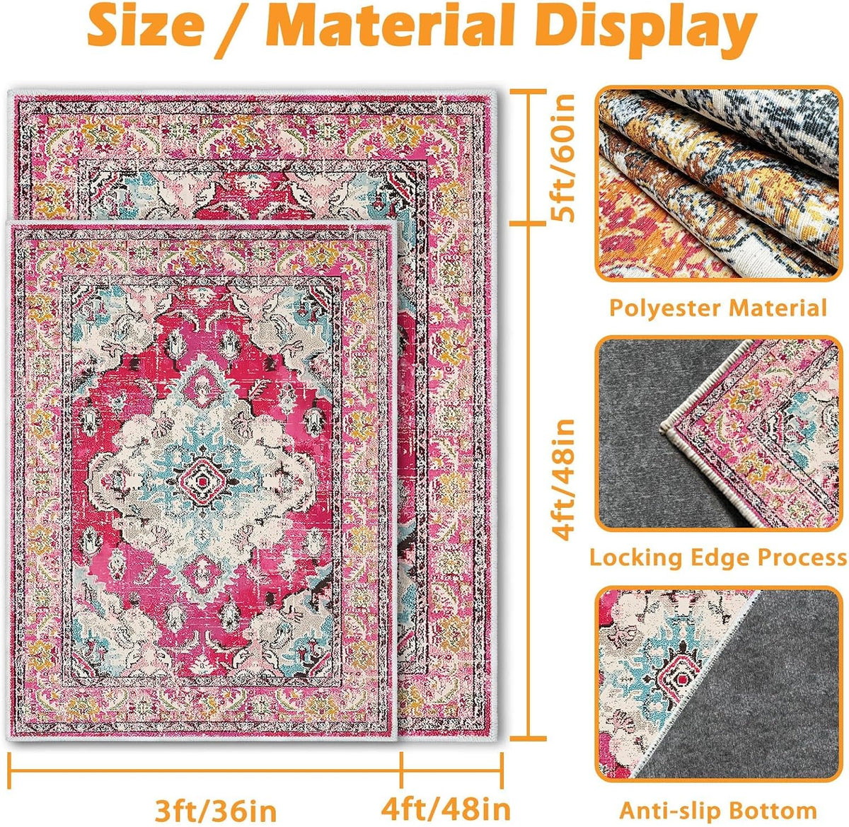 4×5ft/48×60in Chair Mat for Hardwood Floor, Office Desk Anti-Slip Chair Mats for Hard Floors, Computer Gaming Chair Mat, Under Desk Rug Protector for Rolling Chair(Pink)