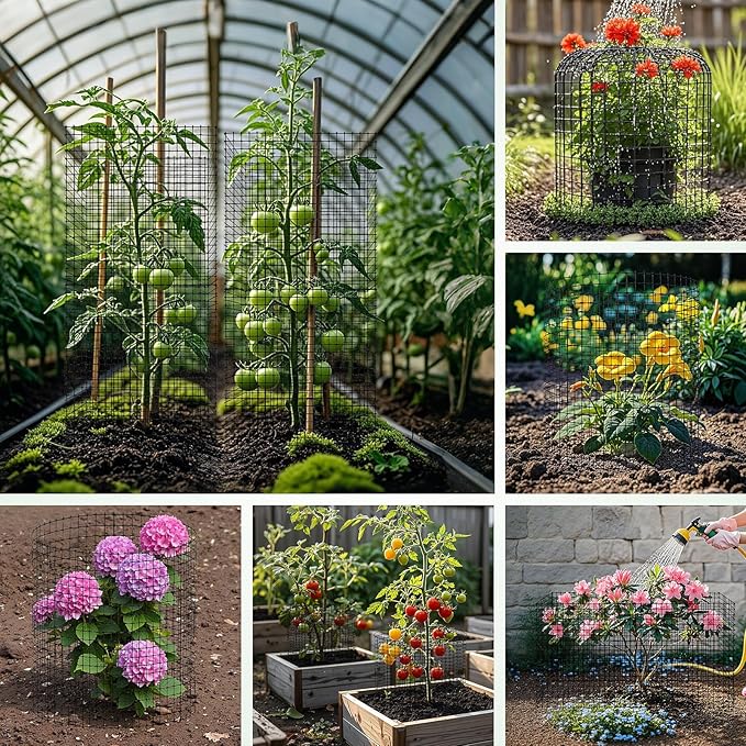 60Pcs Plant Protectors from Animals, 20Pack 12x12 Inch Garden Wire Mesh Protection, Outdoor Plant Cages to Keep Animals Out Out with Zip Ties & Stakes, Wire Mesh Cover for Plants, Vegetable & Flowers