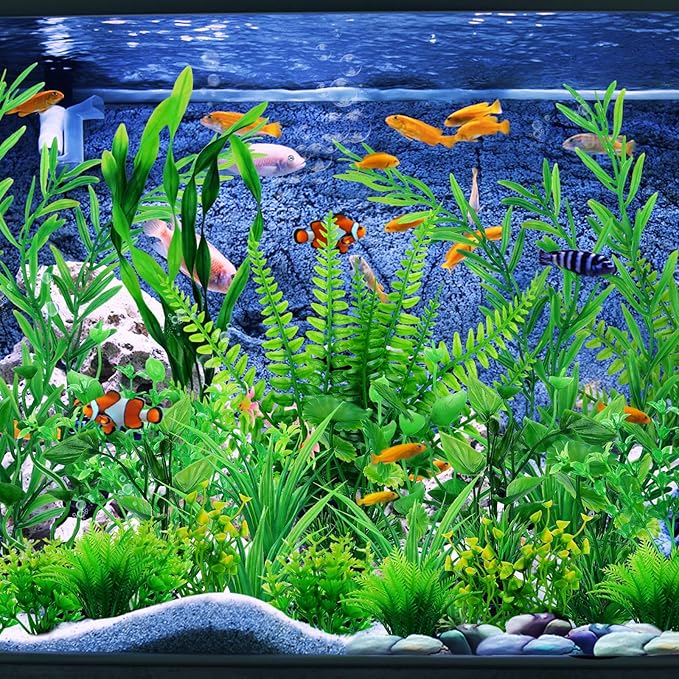 Fish Tank Accessories Aquarium Decorations Green Plants, 25pcs Green Fish Tank Decorations Plant, Aquarium Decor Plastic Plants