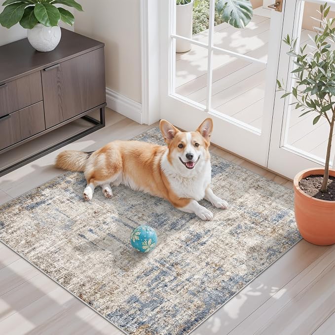3x3 Square Entryway Rug Washable – Non-Slip Small Area Rug