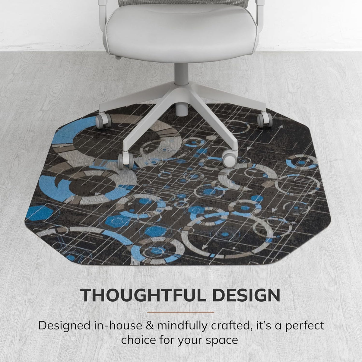 Anji Mountain Office Chair Mat for All Surfaces- Anti-Slip, Easy Rolling Office Desk Chairmat, Premium Hard Floor Protection Chairmat, Exclusively Designed for Home Offices, Refracted Blue (36x48)