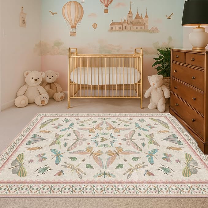 Flower Area Rug for Girls Bedroom