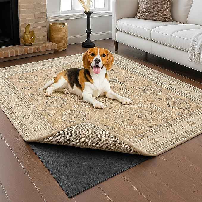 Deep Dream Dual Surface 2'x6' Rug Pad, Waterproof 1/8" Thick Felt + Natural