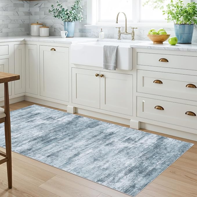2x5 Non-Slip Washable Runner Rug – Modern Neutral Abstract Small Rug