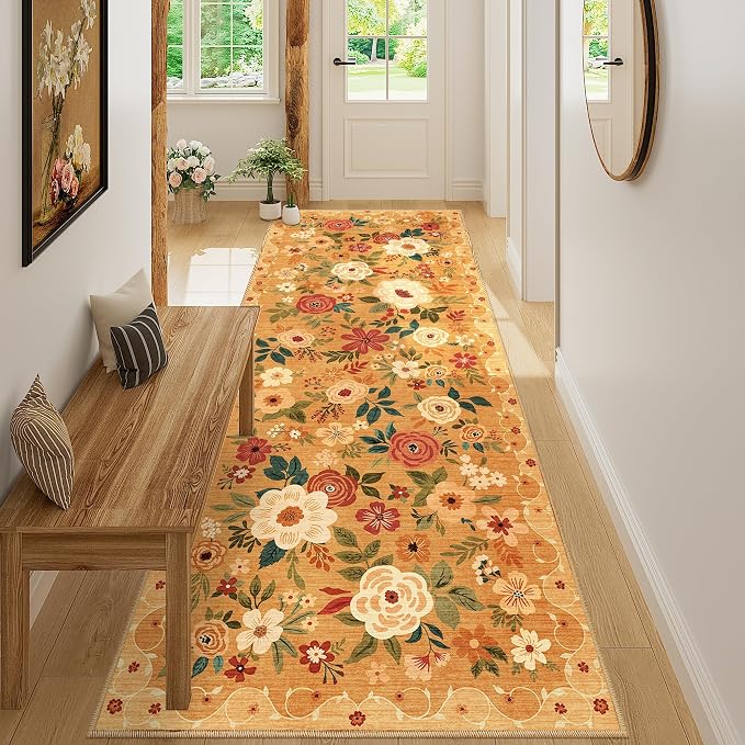 DUKINO 3x8 Runner Rug, Washable Rug