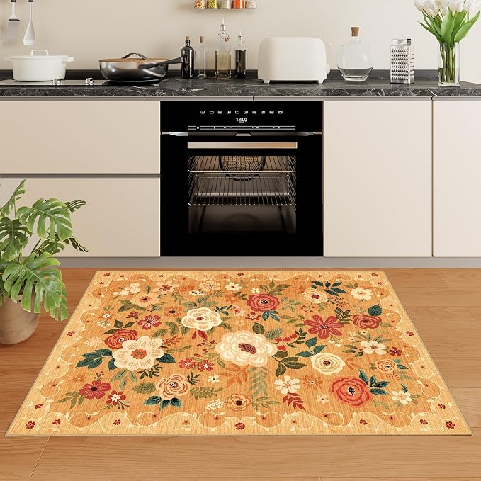 DUKINO 3x5 Area Rug, Floral Rugs