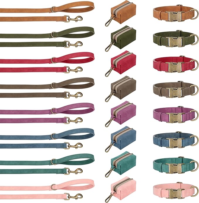 Didog Soft PU Leather Dog Collar, Stylish Quick Released Dog Collar for Large Dogs, Easy Clean Adjustable Pet Collar for Daily Walking, Brown, L Fit 15-23" Neck