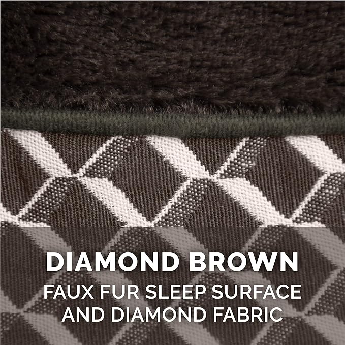 Furhaven Memory Foam Dog Bed for Large Dogs w/ Removable Bolsters & Washable Cover, For Dogs Up to 125 lbs - Plush & Woven Decor Comfy Couch Sofa - Diamond Brown, Jumbo Plus/XXL