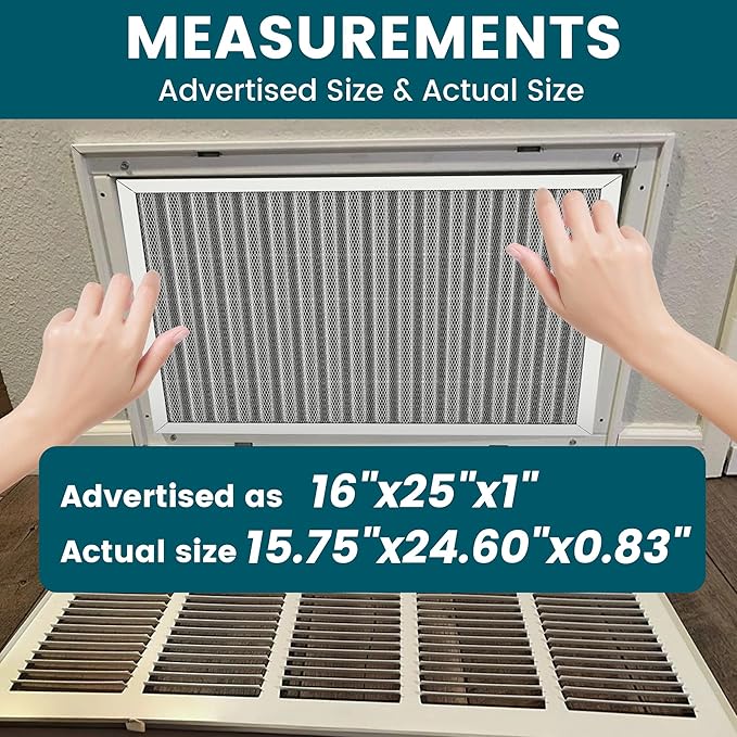 16x25x1 Air Filter-MERV 8, Washable & Reusable Electrostatic Filter, AC/HVAC