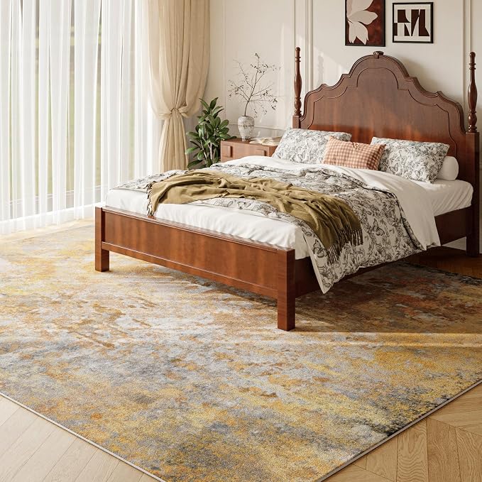 Beige Gold Washable Rug 6x9 Area Rugs