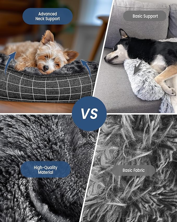 Calming Large Dog Bed for Couch, 41 x 37 inch Removable Couch Cover for Dogs Washable, Non-Slip Fluffy Plush Dog Sofa Mat for Furniture Protector - Dark Grey