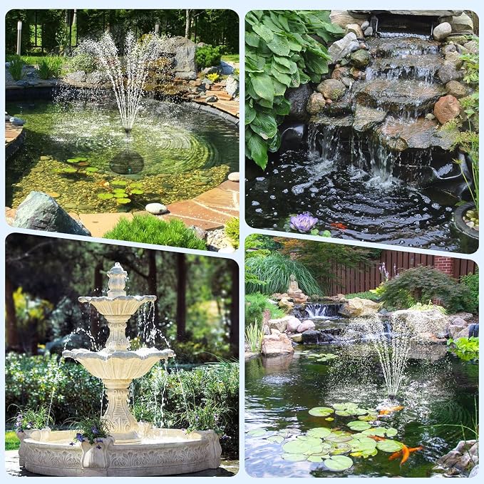 POPOSOAP Pond Filter with 55W Solar Fountain Pump, Solar Pond Filter with