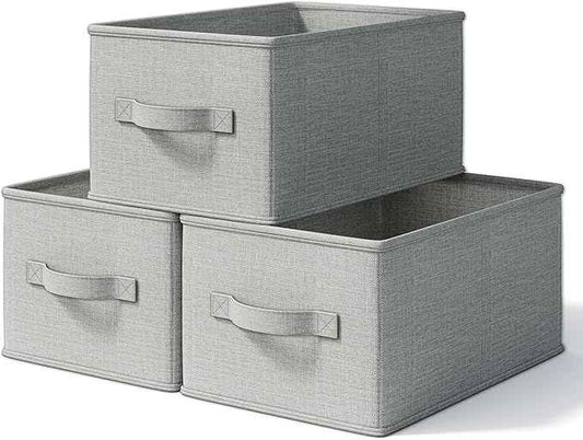 3 Pack Fabric Storage Bins for Shelves | 14.75x10.25x8.25 in Storage Baskets |