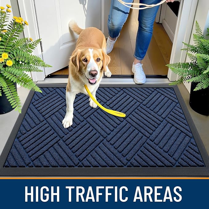 OLANLY Front Door Mat Outside Entrance 29.5x17, Heavy Duty Sturdy Natural