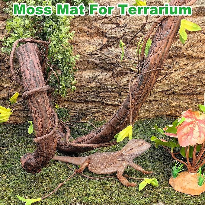 kathson Reptile Carpet, Natural Moss Mat for Terrarium, Bearded Dragon Tank Flooring Green Substrate Liner for Leopard Gecko Hermit Crab Lizard Tortoise (39.37" X 11.81")