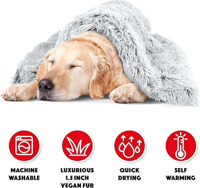 The Dog’s Blanket – Faux Fur Dog Blanket, Ice White, XL, 38x54