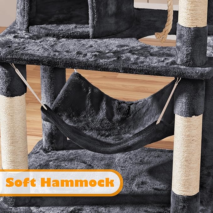 Topeakmart Multi Level Cat Tree, Cat Tower for Indoor Cats with 2 Condos & 2 Perches & Scratching Post, Cat Bed Furniture for Play