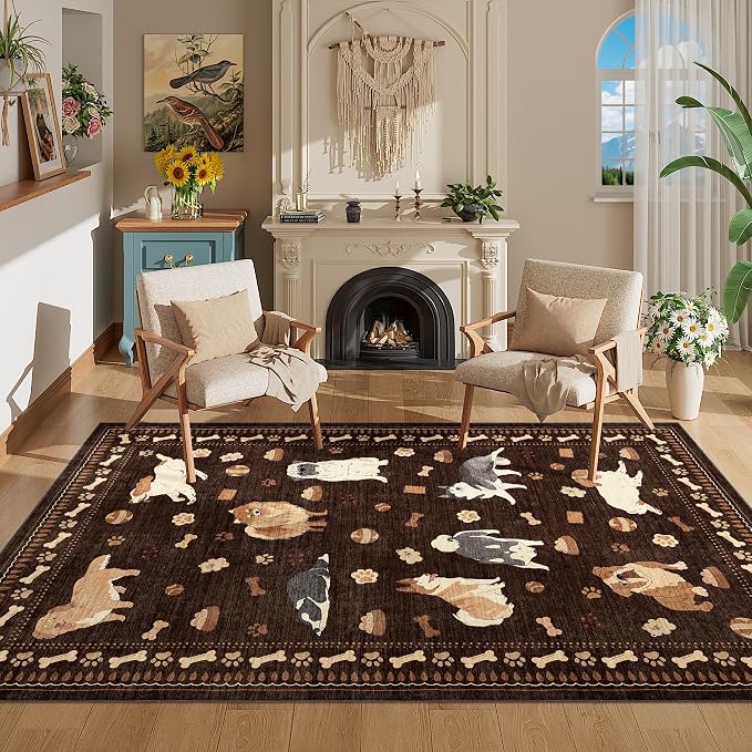 DUKINO 4x6 Area Rug, Non Slip Washable Rug