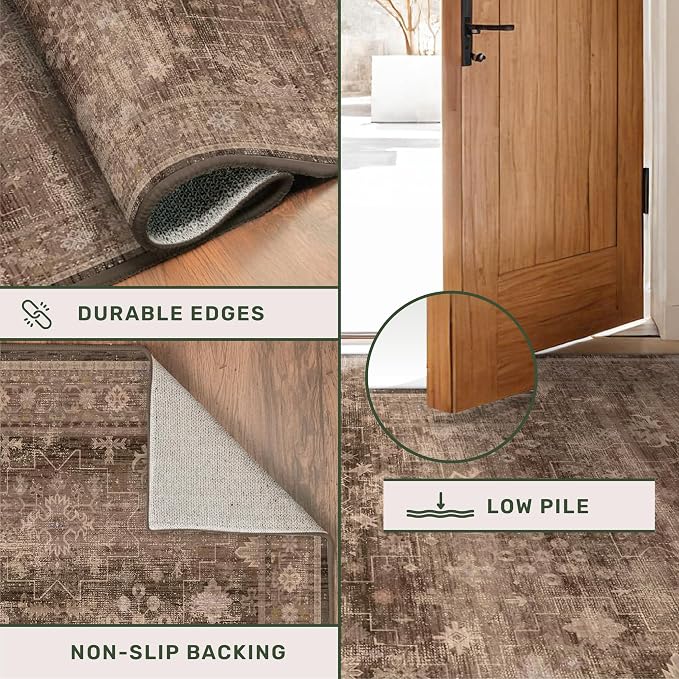 Hazo Haus Boho Taupe Brown Living Room Rug 8x10