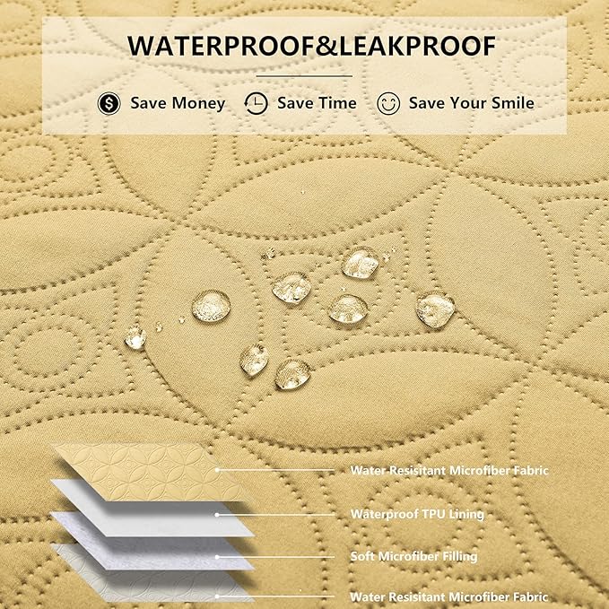Waterproof Dog Blanket, Small Pet Couch Covers for Sofa, Chair Bed Furniture Protector Washable Reversible(30"x30",Sand+Cream and 52"x82", Sand+Cream)