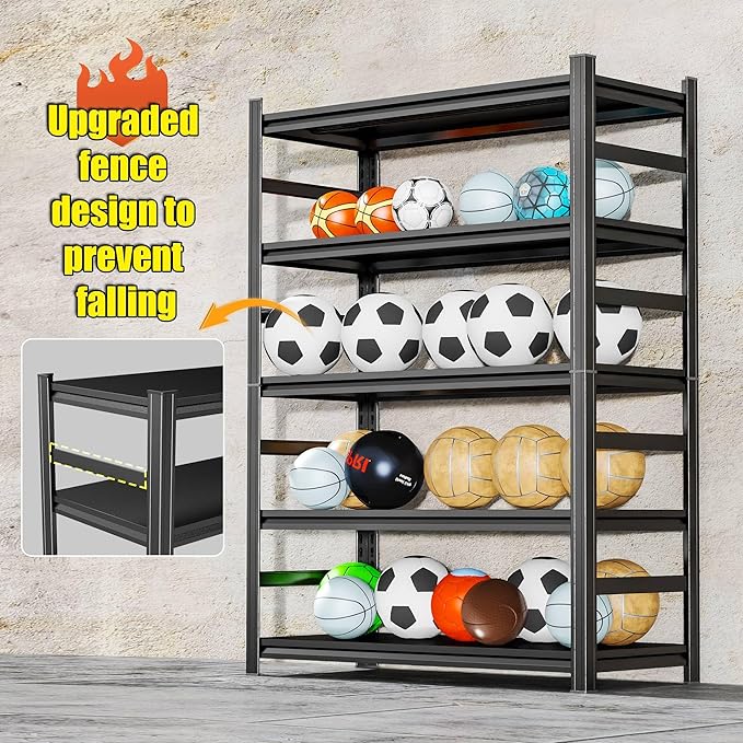 Storage Shelves, Garage Metal Shelving Unit, Adjustable, Double-Layer Column with Reinforced Ribs, Heavy-Duty, Capable of Bearing 3000 lbs, Suitable for Garage, Warehouse, Kitchen Storage