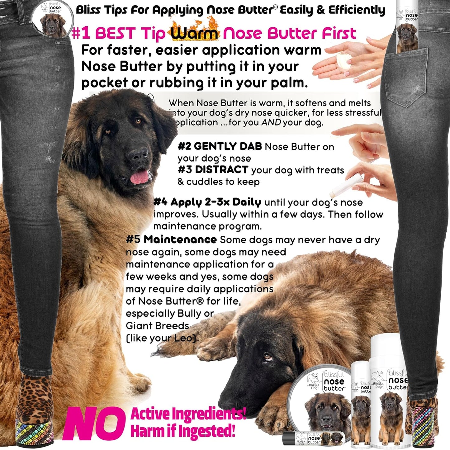 The Blissful Dog Leon Berger Unscented Nose Butter, 2 oz Tube
