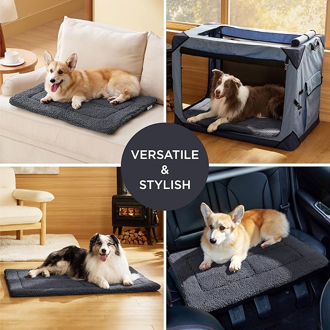 Bedsure Washable Dog Crate Bed for Large Dogs, Soft Foam Floor Pet Mat, Versatile Lightweight Pet Crate Pad for Cages