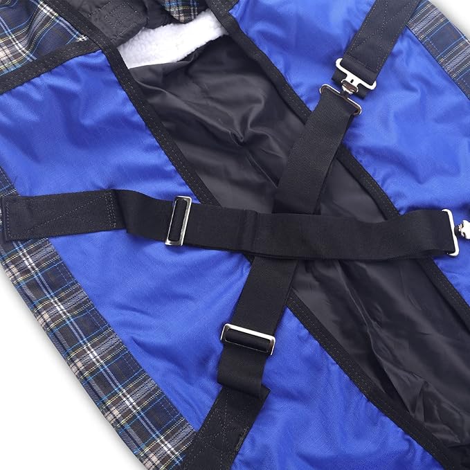 600 Denier Ripstop Mini Horse Blanket - 0g Fill Lightweight, Waterproof Breathable Miniature Pony/Donkey Turnout Rain Sheet Blueplaid 48