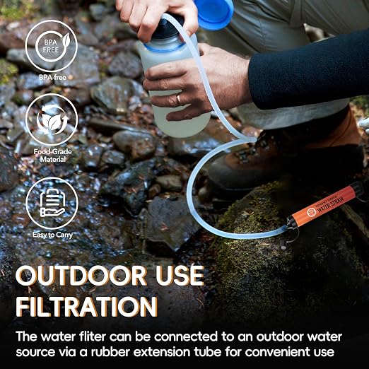Emergency Water Filter Straw, Personal Survival Water Filtration System