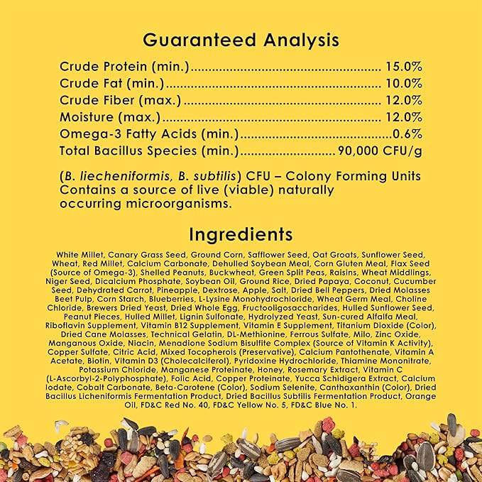 Kaytee Fiesta Cockatiel Food, Nutritious and Fun Blend, Supports Skin, Feather, Digestion, Brain and Heart Health, 4.5 pounds