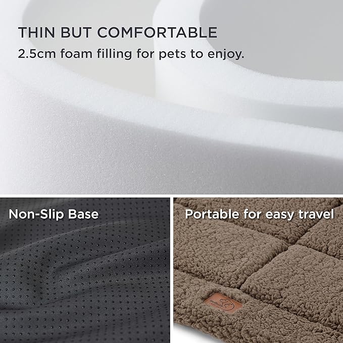 Bedsure Washable Dog Crate Bed for Large Dogs, Soft Foam Floor Pet Mat, Versatile Lightweight Pet Crate Pad for Cages