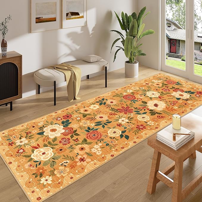 DUKINO 3x8 Runner Rug, Washable Rug