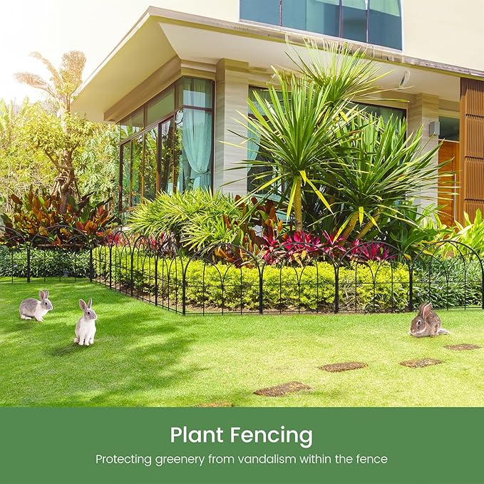 Small 12.55"*16.53" Decorative Garden Fencing Border, No Dig Fences Barrier, Black Metal Fence, Garden Edging Fence Panel, Dog Fence Outdoor for Yard, Flower Bed (6 Pcs)