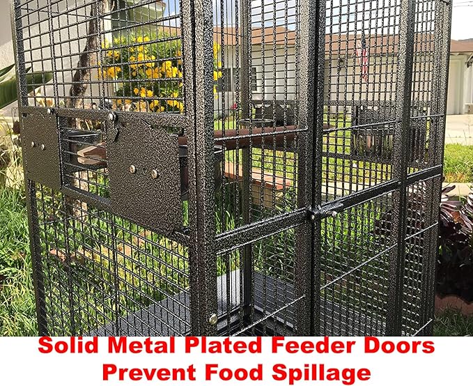 4 Size, X-Large 32" L x 23" W x 66" H Castle PlayTop Parrot Bird Cage On Wheels for Large Size Macaws Cockatoos African Grey Amazon