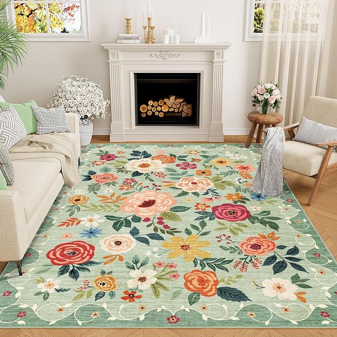 DUKINO 6x9 Area Rug, Floral Rugs