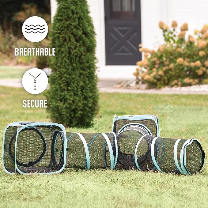 Kitty City Outdoor Catio Furniture and Play Kits for Cats, Three Way Tunnel