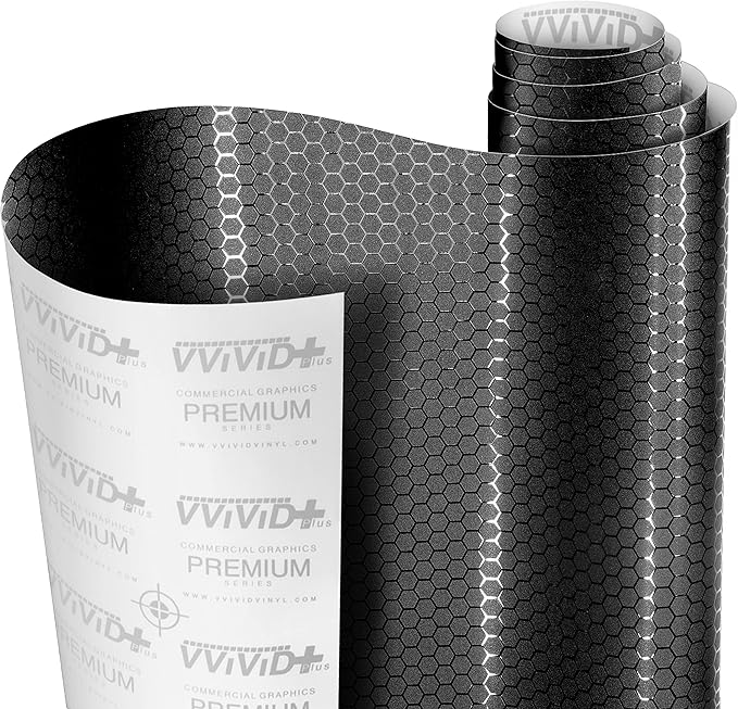 VViViD+ Honeycomb Matte Black Medium Pattern Car Wrap Vinyl (1.5ft x 5ft)