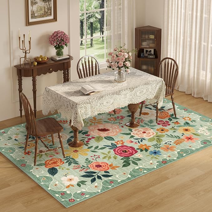 DUKINO 6x9 Area Rug, Floral Rugs