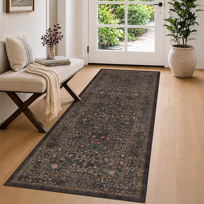 Brown Entryway 2x5 Runner Rug, Small Throw Runners