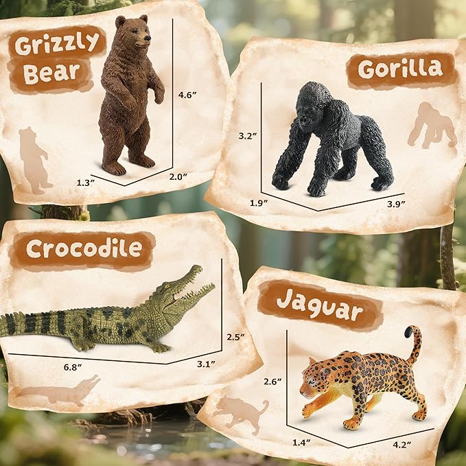 9 PCS Zoo Animal Toys for Kids 3-5 Realistic Plastic Wild Animal Figurine Toys Educational Learning Toy for Kids Boys Girls Toddlers