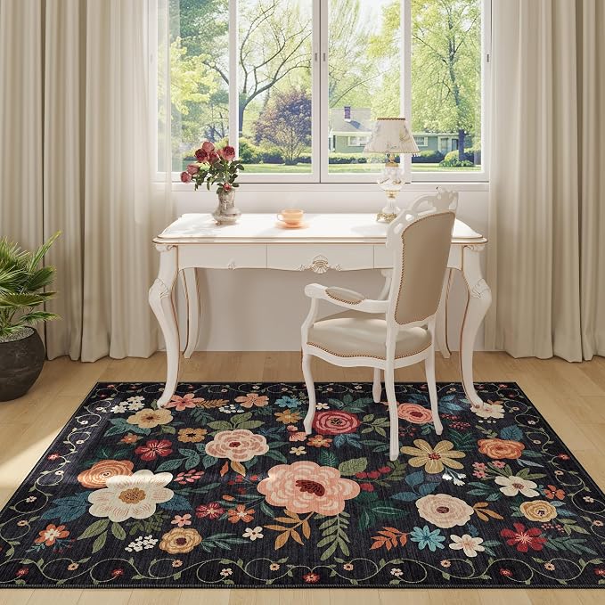 DUKINO 3x5 Area Rug, Floral Rugs