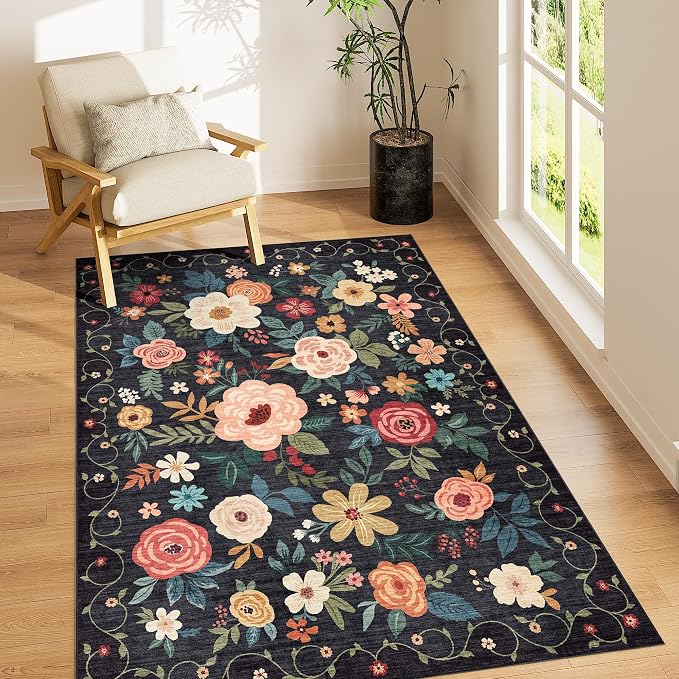 DUKINO 3x5 Area Rug, Floral Rugs